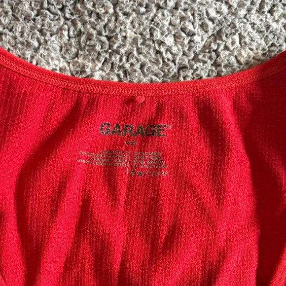 Garage Ribbed Cropped Wrap Top - Red - Picture 2 of 2